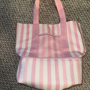 Victoria’s Secret Pink & White Striped Insulated Tote – New With Tags
